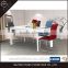 White MDF top metal frame extendable dining table