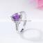 s925 sterling silver premier jewelry cubic zirconia crystal orange gemstone heart diamond wedding rings stainless steel bands