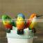 Set of 3 resin bird figurines animal flower pot hanger