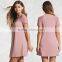 womens tshirt blank Dresses Crew Neck Short Raglan Mesh Sleeve T-Shirt Dress Women Lady