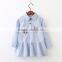 Hot sale baby girl blue and white strip cotton shirt for weekday style