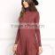 MGOO Custom Made Bulk Price Knit Turtleneck Shift Dress Plain Fashion Lycra Dress Rayon Spandex 220g Vestidos