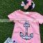 2016 Summer design girls baby 2-7 years old girls hot pink strpies clothing Capri outfit child clothing with matching headband