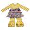 New arrival kids girls long sleeve 2pcs fall boutique outfit baby children wholesale dress pants clothing set autumn brown set