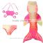 3pcs New Fairy Tale Kids Girl Mermaid Tail Swimmable Bikini Set Swimwear Costume
