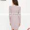 ROSUN China Factory OEM Cut Out V Neck Ribbed Midi Sweater Dress