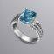 Sterling Silver Blue Topaz 10x8mm Petite Wheaton Ring for Women