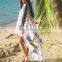 New Chiffon white Floral Pareo Beach Cover Up Women Cardigan Bathing Bikini Swimwear Cover Up Beach Long Dress Sarong Wrap