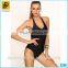 Sexy Black Custom Wholesale Zip Front Backless One-Piece Swimwear