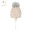 Winter Babies Ear Flap Knitted Beanie Hats with Fur Balls