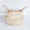 Checker White & Natural Seagrass Belly Basket Plant Holder Storage Basket Decor Home Wholesale