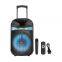 12 Inch Portable Trolley Subwoofer Speaker With Colorful RGB Lights 60W Deep Bass Support Dual Wireless Mic