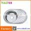 single round bowl stainless steel kitchen sink with drain board HD7750B