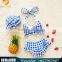 2016 Newest Cute Baby Girl Summer Blue Plaid Swimwear Japan Girl Bikini Swimwear Sexy Baby Beachwear