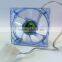 Computer case 8cm cooling fan, transparent blue color with 4 LED lights
