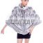 QD80162 Fashion Girl Dresses Knitted Rex Rabbit Fur Poncho with Flower Fashion Dresses For Woman From China Supplier