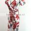 Summer Sexy Package Hip Maxi V-neck Short Sleeve Printed Long Dress With Belt Women Dress