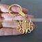 3 different pendant sizes Gold Brass Monogram Keychain