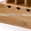 Natural bamboo charging station rack with charge power strip storage
