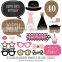 Chic Happy Birthday - Pink, Black and Gold - Birthday Photo Booth Props Kit - 20 Count