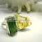 Green Kyanite & Citrine Rough Natural Gemstone Ring, 925 Solid Sterling Silver Ring, Designer Adjustable Bezel Ring