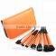 Hot Sell Magenta Color 11PCS Goat Hair Aluminium Tapered Handle Makeup Brush Set With PU Pouch