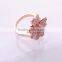 2016 Hot Sale Girls Korean Rose Gold Alloy Rhinestone Flower Shaped Rings/