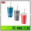 16oz eco-friendly double wall stainless steel coffee tumbler with straw