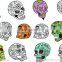 full colors and black animal heads temporary skulls tattoo for man arm