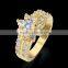 Bling bling AAA+ cubic zirconia ring prong setting 18k yellow gold plated jewelry