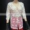 Blouses Fashion 2016 Women Lace Crochet Panel Long Sleeve Crepe Top Blouse Ladies Suits Lace Design