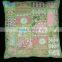 Green TOSS PILLOW CUSHION COVER EMBROIDERED Gift India COLORFUL Decor THROW Art 16"