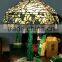 European Nouveal Malachite and Tiffany Stained Glass Table Lamp
