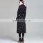 2014 new fashion cotton twill black belted slim fit long maxi trench coat for women