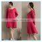 Fashion red linen ladies winter one piece dress of large size
