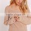 MGOO New Branding Women Oversized Loose Plain Sexy Off Shoulder Longline Knitted Jumper Camel Knitwear Private Label