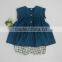 Wholesale 2 Pieces Handmade Baby Outfit Short Sleeve Loose Dress And Gingham Short