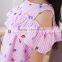 S17581A children dress designs Kids Girls summer strip frocks with ruffle short sleeve