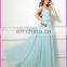 XLRS009 A-line Halter Open Back Models Beads Flowy Chiffon Cheap Long Evening Dresses
