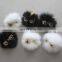 Black And White Funny Fox Fur Ball Pom Pom with Eyes Glasses Fur Keychan Bag Charm