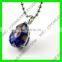 Natural stainless steel murano emerald green stone necklace pendant