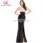 Grace Karin New Arrival Sleeveless V-Neck Cheap Sequins High-Split Long Black Japanese Prom Dresses 2016 GK000022-1