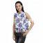 Latest Floral Print White And Blue Colour Crop Top for girls