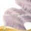 Wholesale brazilian virgin hair grey purple top lace closure body wave free part human hair closure