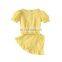 A0178# Clothing set Summer Girl 2PCs Kids Plaid Tops + Shorts 2Pcs outfit Child Baby Girls Clothes Set