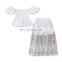 Kids Baby Girl Off Shoulder White Lace Floral Tops Long Skirt Outfits Clothes Clothing Set