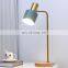 Creative Personality Adjustable Green Lampshade Desk Lamp Wireless Mobile Phone Charging Table Lamp with Wooden Base