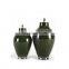 High Temperature Deep Green Mirror Reflections Glossy Glazed Porcelain Vase