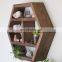 Rustic Hexagon Floating Shelves Wall Hanging Rack Multi-Layer Vintage Solid Wood Storage Shelf
