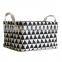 Rectangle Large Black White Collapsible Canvas Storage Basket Laundry Clothes Hamper Bag